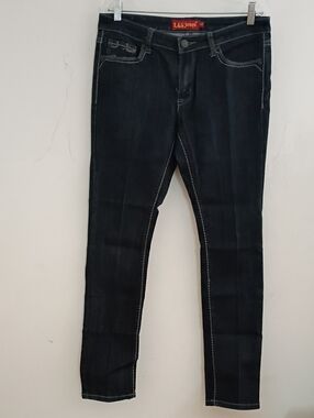 R13 Black Straight Leg Jeans with Contrast Stitching